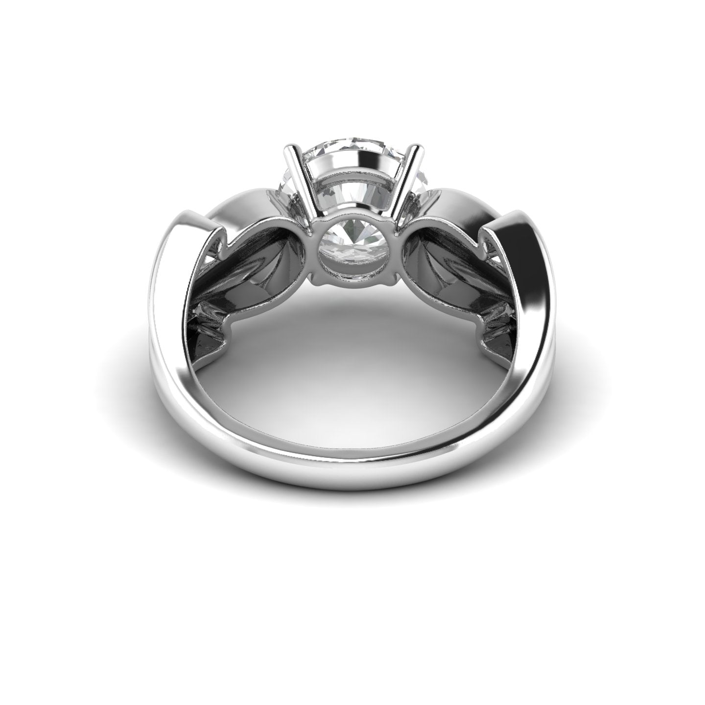 White Gold Studded 2.43 Carat Lab Grown Diamond Ring-E Color VS2 Clarity.